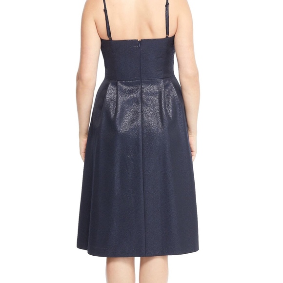 NEW GAL MEETS GLAM Shimmery NAVY Lucille STARRY NIGHT Fit & Flare BOW DRESS 4 - Picture 5 of 14